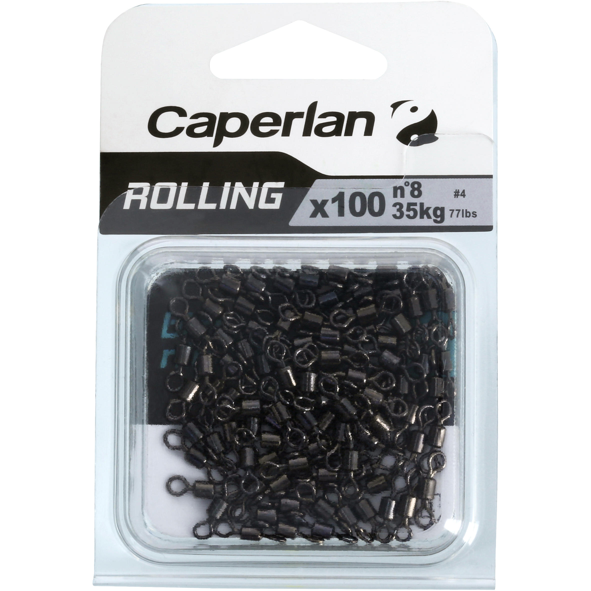 100 size 8 black nickel rolling swivel carp sea fishing spinning pike